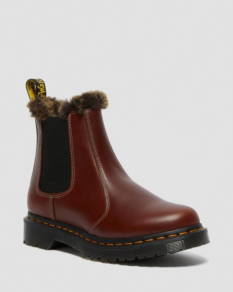 Dr Martens 2976 Leonore Faux Fur Forede Chelsea Støvler Dame Brune | DK 109ILH